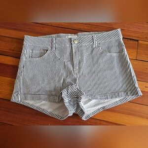 H&M Black White Striped Shorts Size 8